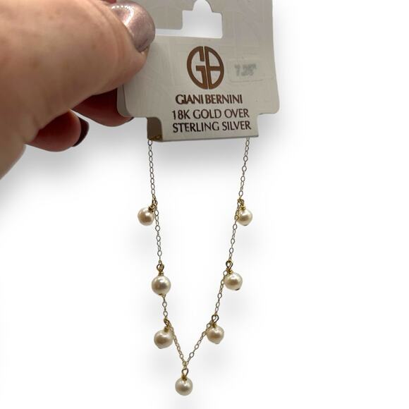 Macy's Cultured Freshwater Pearl Dangle 18K Gold over Sterling Silver Bracelet - Picture 11 of 11